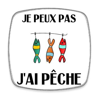 POISSON. POISSON D'AVRIL. VACANCES. ETE. HUMOUR. P - Magnet carré - blanc - Devant