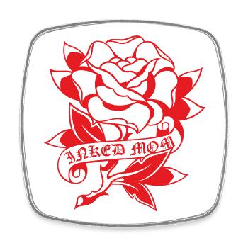 Inked Mom Tattoo Rose - Square fridge magnet - white - Front