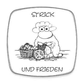 Strick und Frieden – Humor mit Haltung - Viereckiger Kühlschrankmagnet - Weiß - Vorne