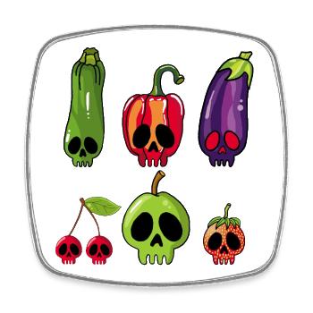 Crânes de fruits et de légumes - Magnet carré - blanc - Devant