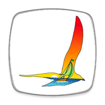 Die Reise des Vogels und des Bootes - Viereckiger Kühlschrankmagnet - Weiß - Vorne