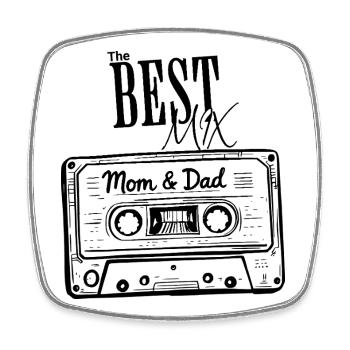 Vatertag Muttertag 80er Geschenk Best Mix - Viereckiger Kühlschrankmagnet - Weiß - Vorne