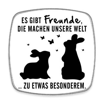 Freunde Hasen Leben - Viereckiger Kühlschrankmagnet - Weiß - Vorne