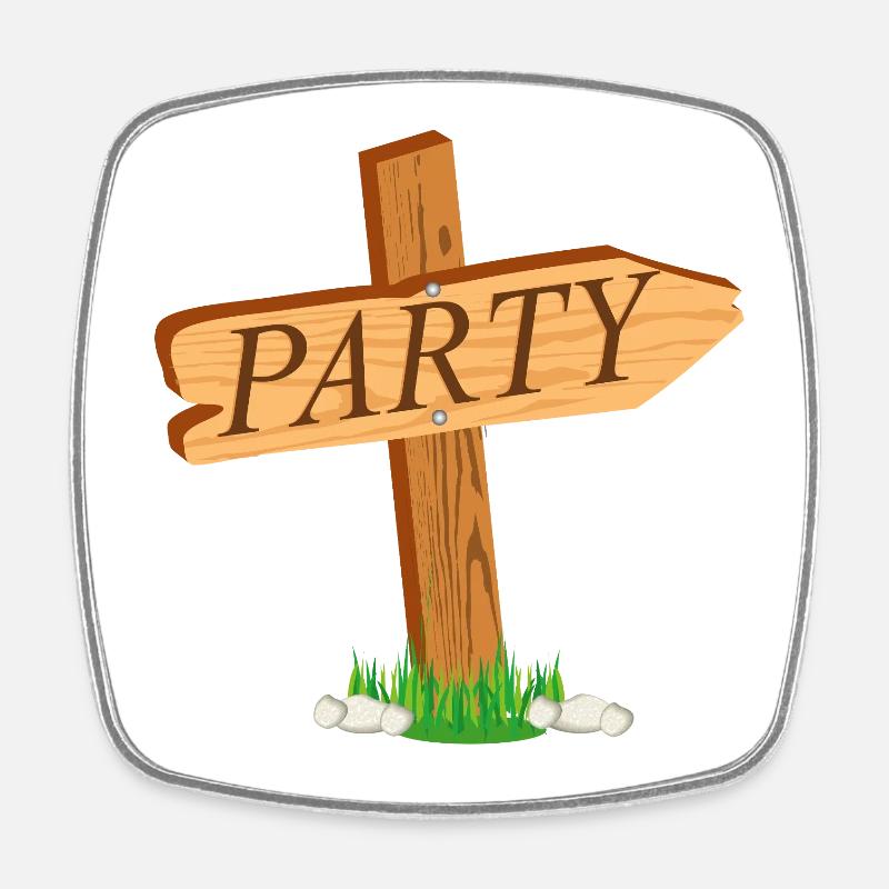 panneau indicateur simple avec l’inscription « PARTY » - Magnet carré - blanc