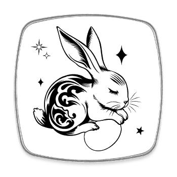 Lapin de Pâques endormi avec tribal et œufs - Magnet carré - blanc - Devant