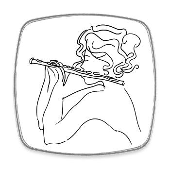 Flute Girl Sketch - Square fridge magnet - white - Front