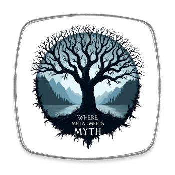 Where metal meets myth ! - Square fridge magnet - white - Front