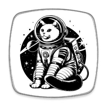 Astronauten Katze - Viereckiger Kühlschrankmagnet - Weiß - Vorne