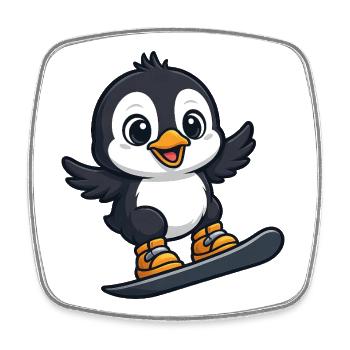 Kawaii Pinguin Snowboarder Wintersport Urlaub - Viereckiger Kühlschrankmagnet - Weiß - Vorne