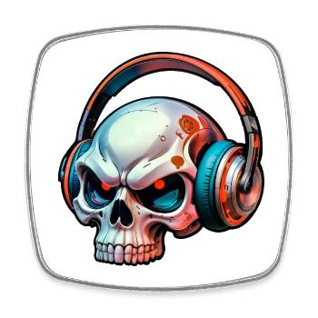 Skull with headphones - Square fridge magnet - white - Front