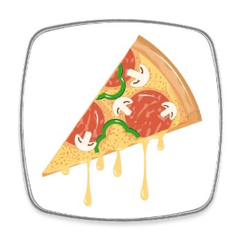 Pizza slice drawn in classic look - Square fridge magnet - white - Front