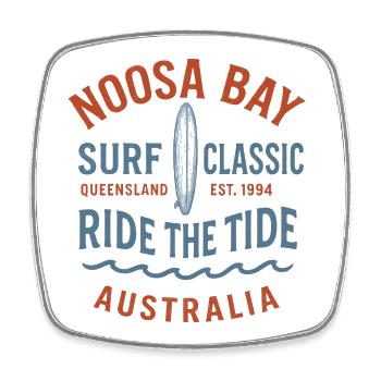Noosa Bay Classic Surfer Australie - Magnet carré - blanc - Devant