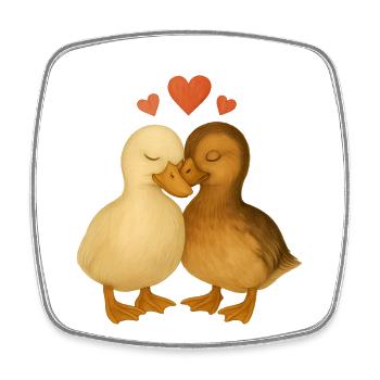 Canard bon, amour bon – canards câlins - Magnet carré - blanc - Devant
