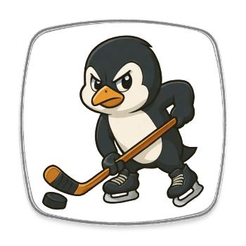 Cooler Pinguin Eishockey Spieler Eishockey - Viereckiger Kühlschrankmagnet - Weiß - Vorne