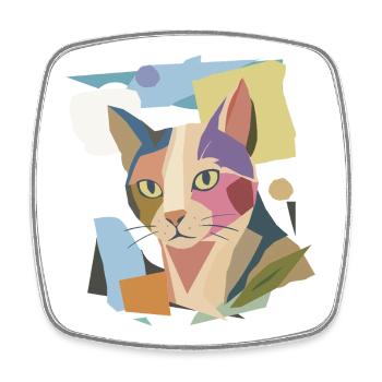 Chat abstrait dans le design moderne de bloc de couleur - Magnet carré - blanc - Devant