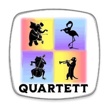 Musiker Quartett mit Elefant Flamingo Frosch - Viereckiger Kühlschrankmagnet - Weiß - Vorne