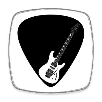 E-Gitarre (Strat-Form) für helle Untergründe - Viereckiger Kühlschrankmagnet - Weiß - Vorne