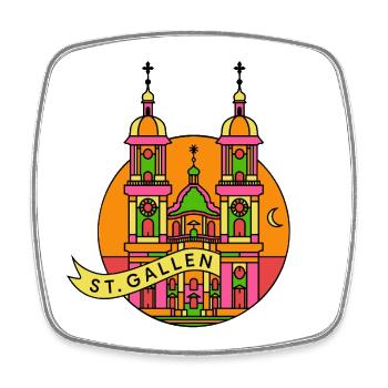 Farbige Kathedrale der Stadt St.Gallen, Kloster - Viereckiger Kühlschrankmagnet - Weiß - Vorne