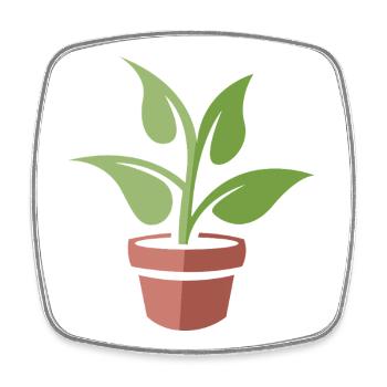 Plante en pot comme symbole - nature cartoon et bande dessinée - Magnet carré - blanc - Devant
