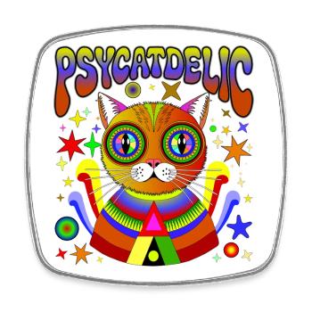 PSYCATDELIC - Square fridge magnet - white - Front