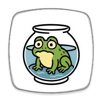 Grenouille dans un bol - Magnet carré - blanc - Devant