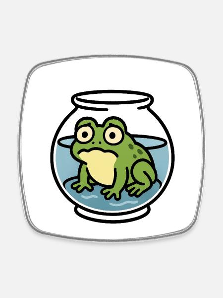 Grenouille dans un bol - Magnet carré - blanc