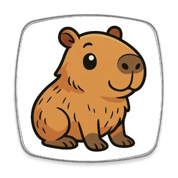 Cute Cartoon Capybara, cuteand chill - Square fridge magnet - white - Front