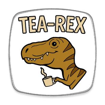 Tea Rex Dinosaurier mit Tasse - Viereckiger Kühlschrankmagnet - Weiß - Vorne