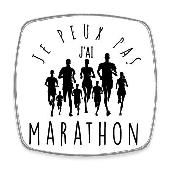 Je peux pas, j'ai marathon. - Magnet carré - blanc - Devant
