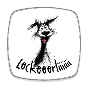 Lustige Hund Skizze – Leckerli - Viereckiger Kühlschrankmagnet - Weiß - Vorne