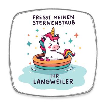 Einhorn Bootsfahrt - Viereckiger Kühlschrankmagnet - Weiß - Vorne