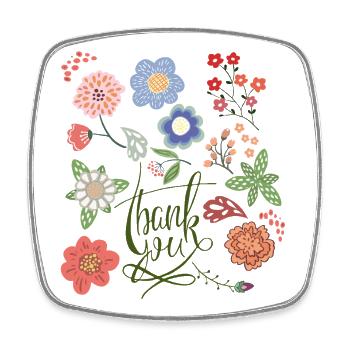 Thank You Sommerblumen - Viereckiger Kühlschrankmagnet - Weiß - Vorne