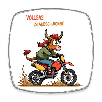 Motocross Stier - Viereckiger Kühlschrankmagnet - Weiß - Vorne