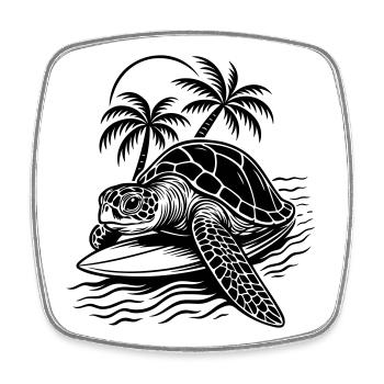 Surf Turtle - Tropical Beach Vibes - Square fridge magnet - white - Front