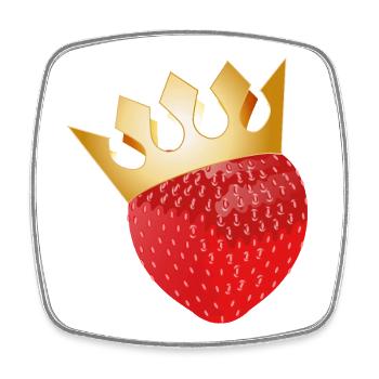 Fraise – Caractère fruité avec une couronne dorée - Magnet carré - blanc - Devant