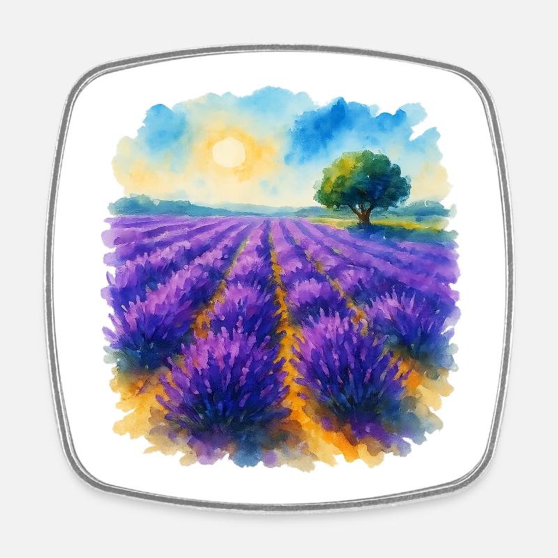 Champ de lavande - Magnet carré - blanc