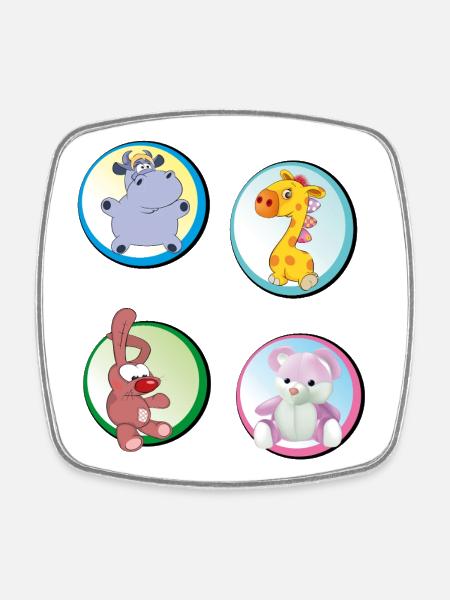 Spielzeug Teddy Hippo Hasi - Viereckiger Kühlschrankmagnet - Weiß