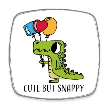 Cute but Snappy – Funny Crocodile Cartoon - Square fridge magnet - white - Front