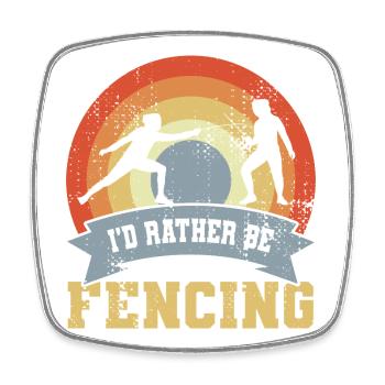 I'd Rather Be Fencing - Viereckiger Kühlschrankmagnet - Weiß - Vorne