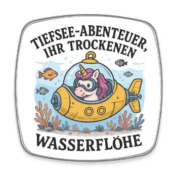Einhorn-Tiefsee-U-Boot - Viereckiger Kühlschrankmagnet - Weiß - Vorne