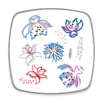Floral ornament - Square fridge magnet - white - Front