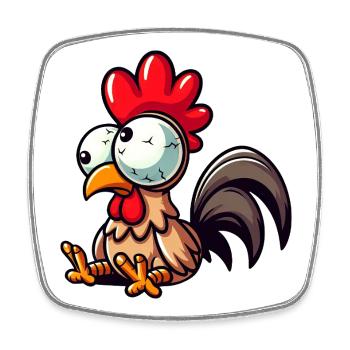 Funny Chicken Hen Cartoon Tangled Cute Clumsy - Square fridge magnet - white - Front