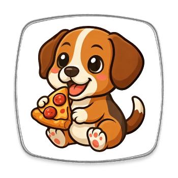 Cute Beagle Dog Pizza Pizza Lover Cartoon - Square fridge magnet - white - Front