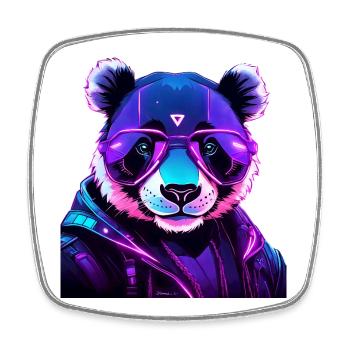 Cyberpunk Panda mit Neonbrille - Viereckiger Kühlschrankmagnet - Weiß - Vorne
