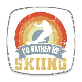 Skier's saying - Square fridge magnet - white - Front