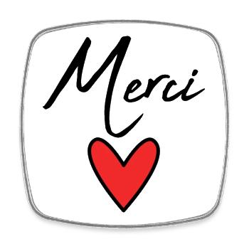 MERCI. MAÎTRESSE. COEUR. MAÎTRE. MERCI MAÎTRESSE. - Magnet carré - blanc - Devant