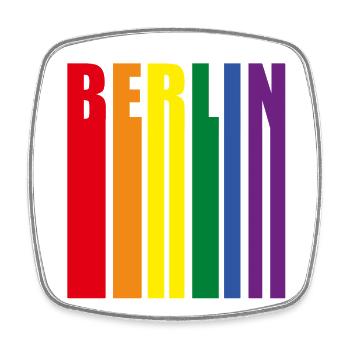 Berlin Regenbogen Pride Geschenk - Viereckiger Kühlschrankmagnet - Weiß - Vorne