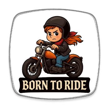 Biker Girl – Born to Ride - Square fridge magnet - white - Front