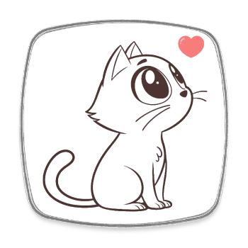 Adorable chat aux cœurs roses - Magnet carré - blanc - Devant