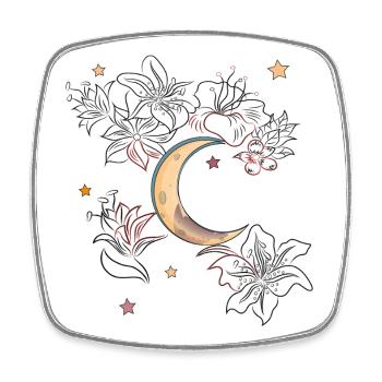 Lune avec des fleurs - Magnet carré - blanc - Devant